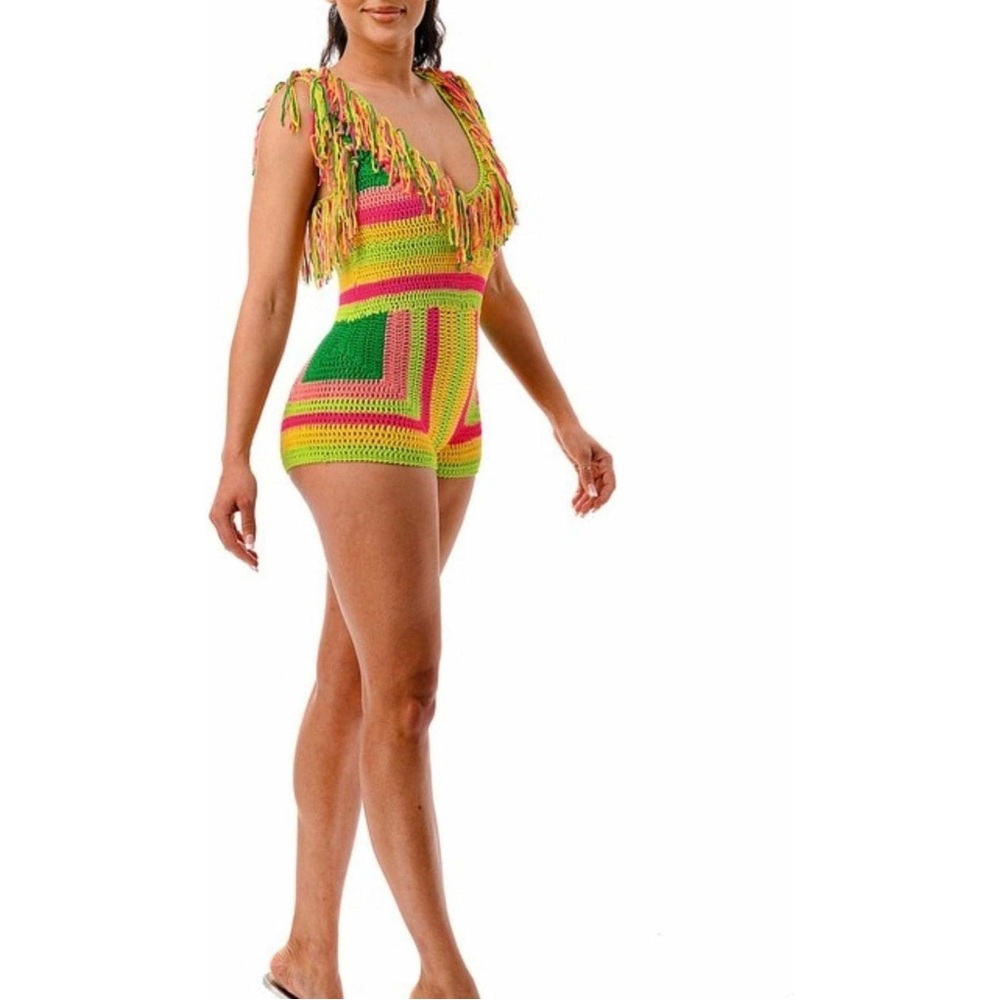 Colorful Crochet Fringe Romper - Picture 2 of 3